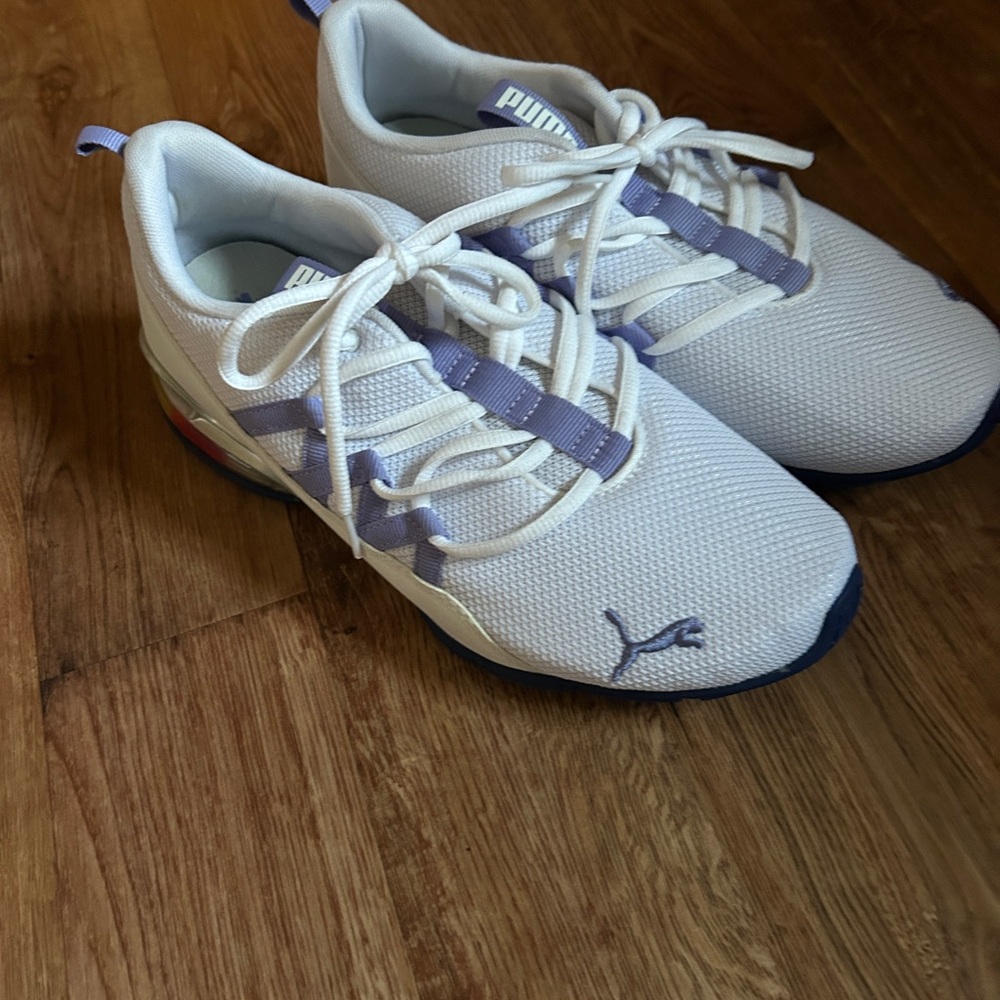 Puma Women’s White and Purple Sneakers